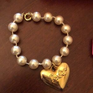 1990s Barbie Pearl and Heart Bracelet and Random Doll Accessories